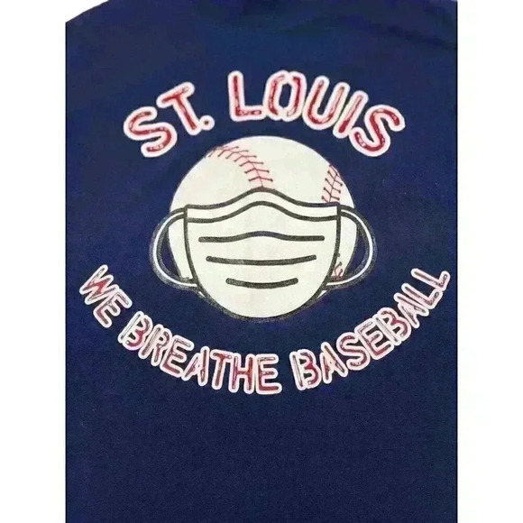 JERZEES St. Louis Cardinal Baseball "We Breath Baseball" T-Shirt SIZE-MEDIUM - Picture 2 of 7